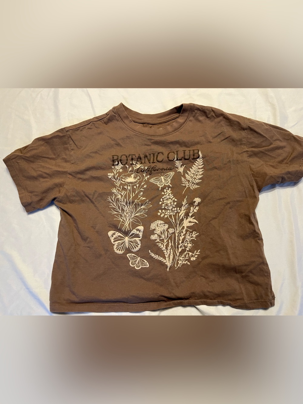 Organic Collective Small Brown Butterfly Crop Tee